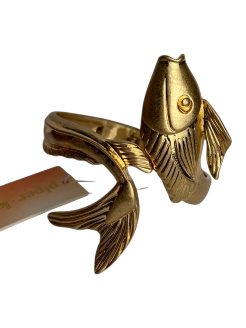 💛▪️Piper K ▪️Polished Gold Tone Koi Fish Hinged Bracelet